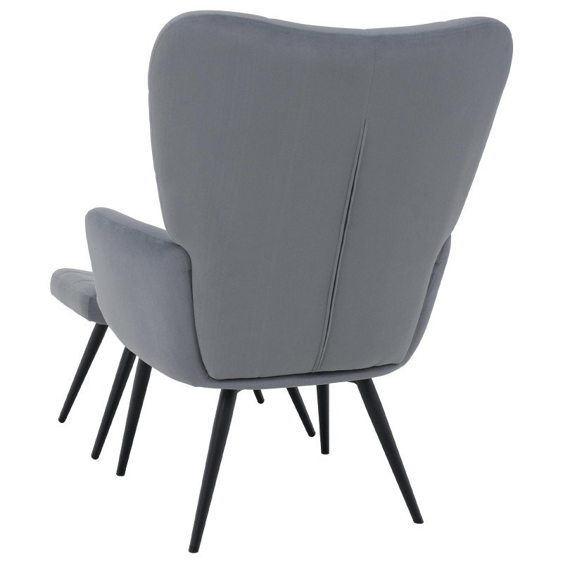 Kondela Kreslo s podnožou, sivá Velvet látka/čierna, HABEN