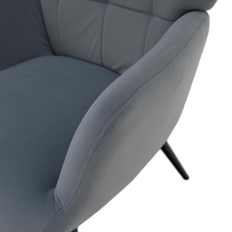 Kondela Kreslo s podnožou, sivá Velvet látka/čierna, HABEN