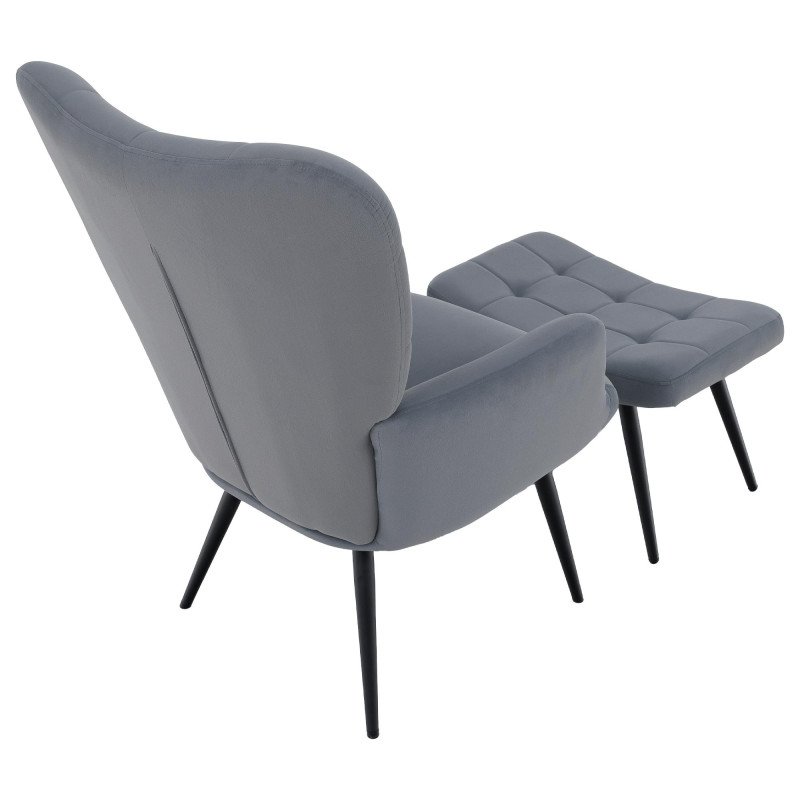 Kondela Kreslo s podnožou, sivá Velvet látka/čierna, HABEN