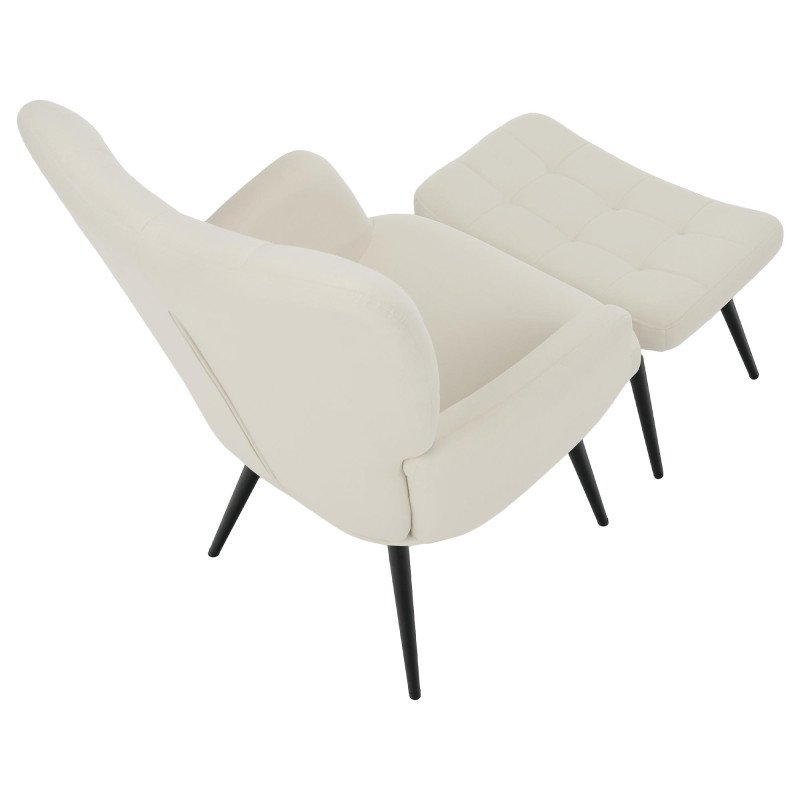 Kondela Kreslo s podnožou, biela Velvet látka/čierna, HABEN