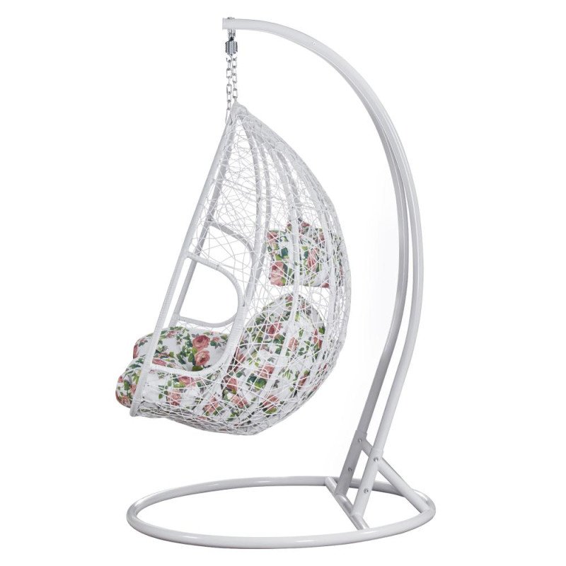 Kondela Závesné dvojkreslo, biela/vzor kvety, DELIA