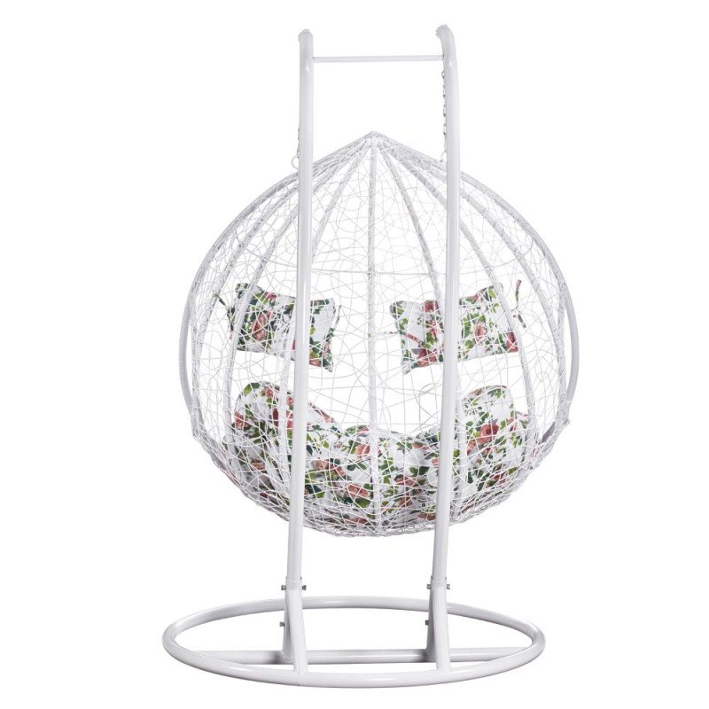 Kondela Závesné dvojkreslo, biela/vzor kvety, DELIA