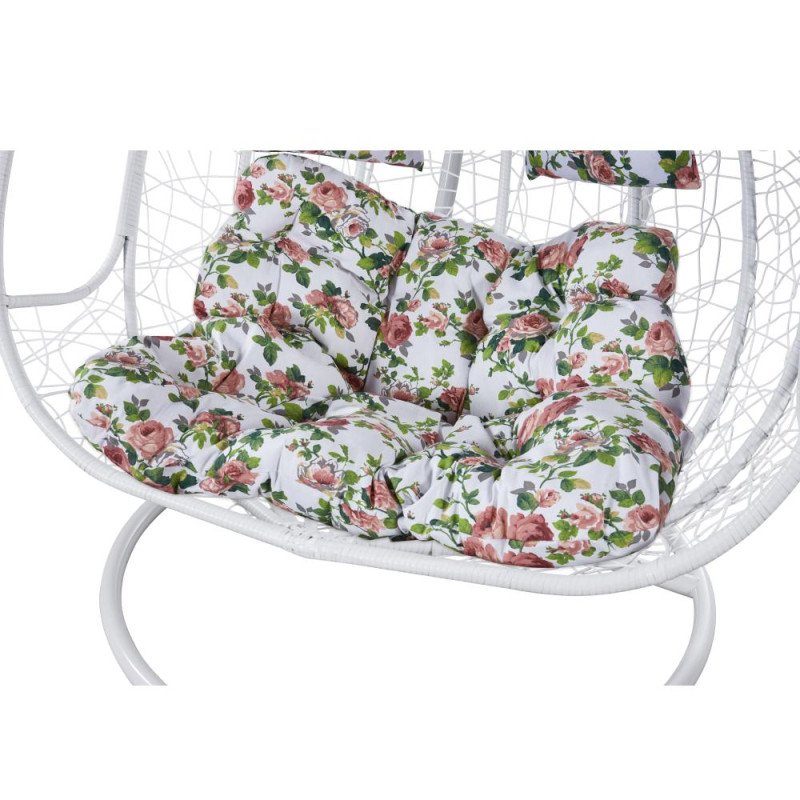 Kondela Závesné dvojkreslo, biela/vzor kvety, DELIA