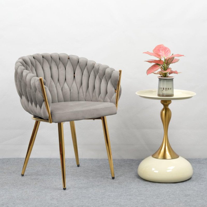 Kondela Jedálenské kreslo, sivohnedá Taupe Velvet látka/gold chróm zlatý, DEILA