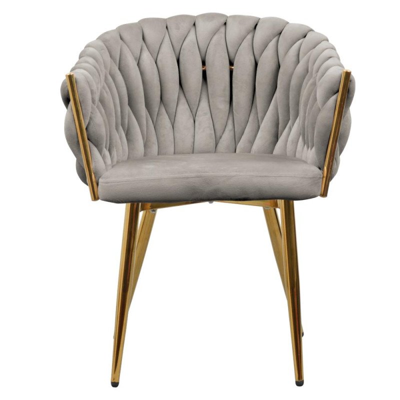 Kondela Jedálenské kreslo, sivohnedá Taupe Velvet látka/gold chróm zlatý, DEILA