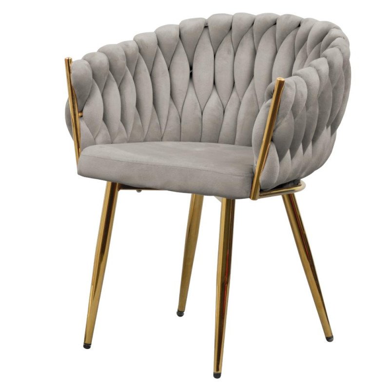 Kondela Jedálenské kreslo, sivohnedá Taupe Velvet látka/gold chróm zlatý, DEILA