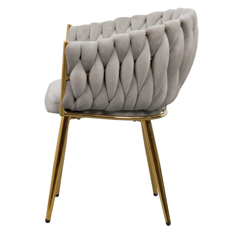 Kondela Jedálenské kreslo, sivohnedá Taupe Velvet látka/gold chróm zlatý, DEILA