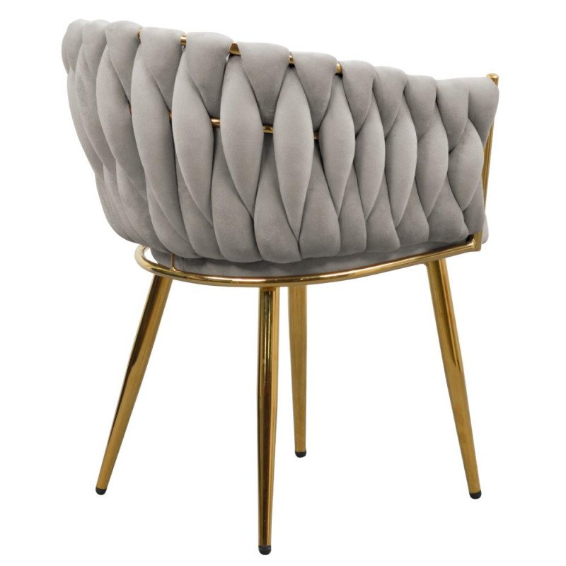 Kondela Jedálenské kreslo, sivohnedá Taupe Velvet látka/gold chróm zlatý, DEILA