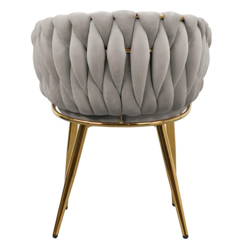 Kondela Jedálenské kreslo, sivohnedá Taupe Velvet látka/gold chróm zlatý, DEILA