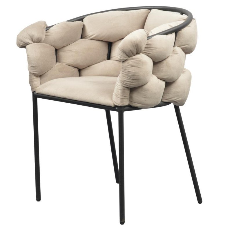 Kondela Jedálenské kreslo, sivohnedá Taupe Velvet látka/čierna, DOROTA