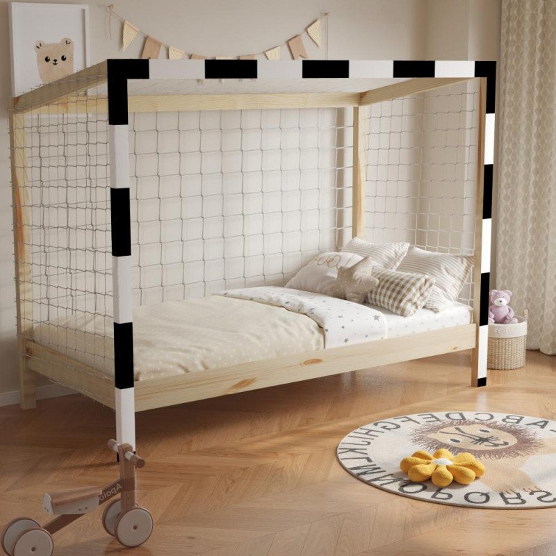 Kondela Montessori posteľ, prírodná/biela/čierna, 90x200, FUTAL