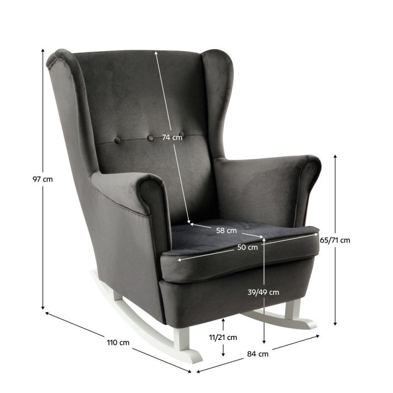 Kondela Hojdacie kreslo ušiak, tmavosivá/biela, TEJA