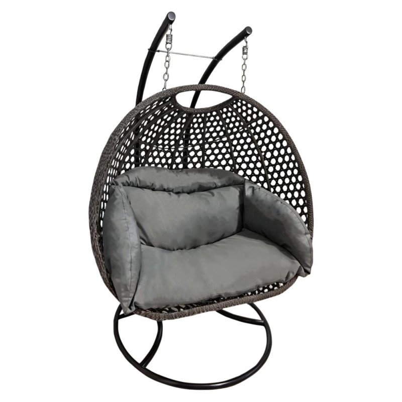 Kondela Závesné dvojkreslo, čierna/sivá/tmavosivá, DAKAN NEW