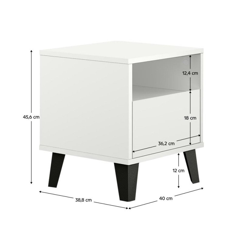 Kondela Nočný stolík, biela, BOGAN 1S