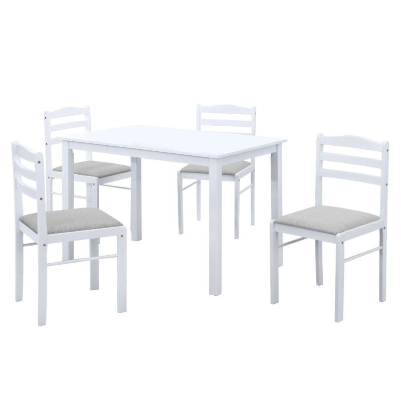 Kondela Jedálenský set 1+4, biela/béžovosivá, SOMIN