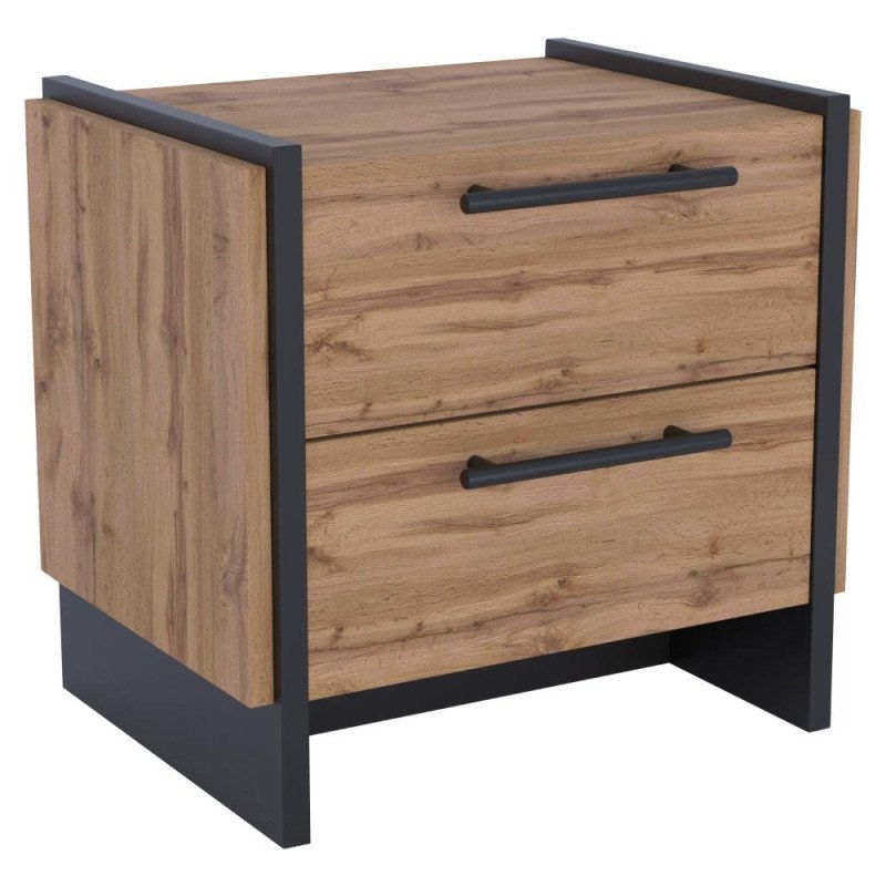 Kondela Nočný stolík, set 2 ks, dub wotan/čierna, AMONI 2S