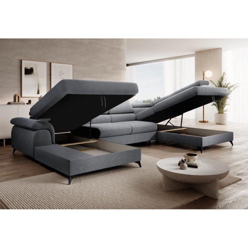 Kondela Rozkladacia sedacia súprava, sivá, pravá, POLY ROH U