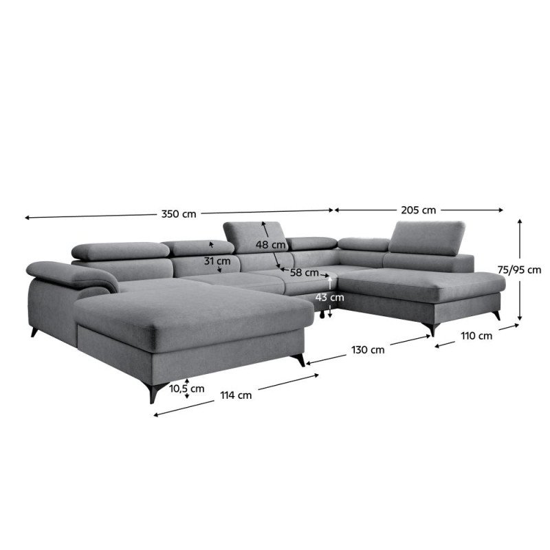 Kondela Rozkladacia sedacia súprava, sivá, pravá, POLY ROH U