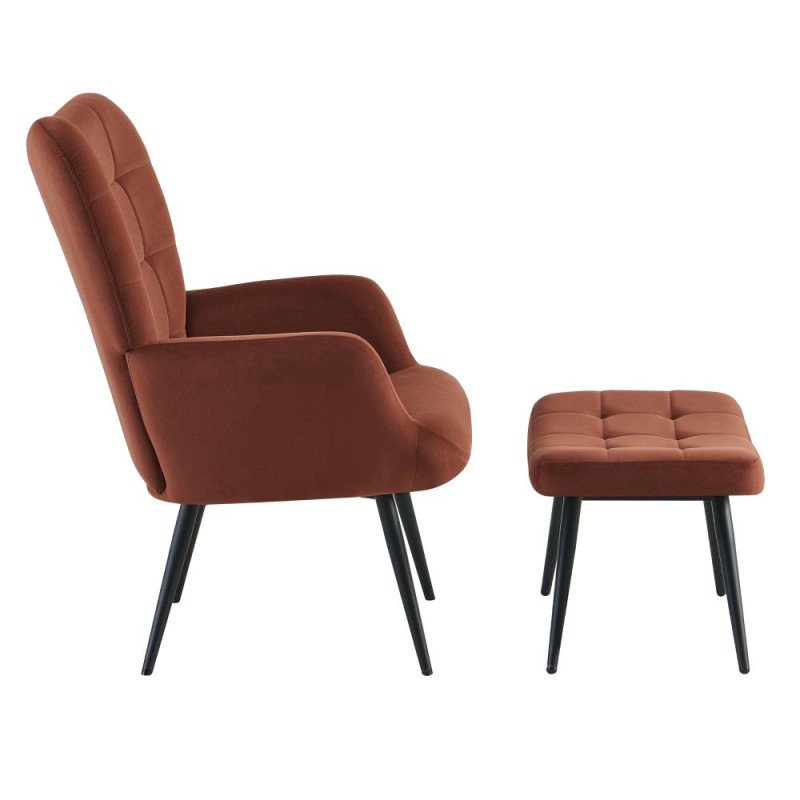 Kondela Kreslo s podnožou, hnedá Velvet látka/čierna, HABEN