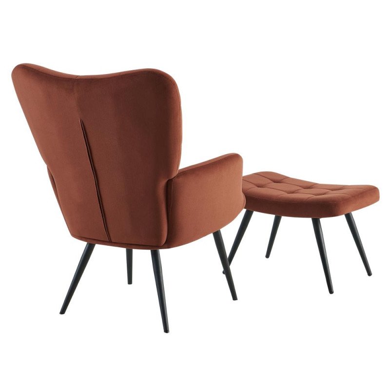 Kondela Kreslo s podnožou, hnedá Velvet látka/čierna, HABEN