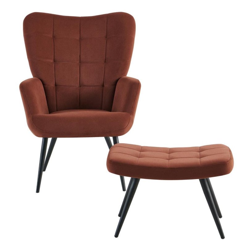 Kondela Kreslo s podnožou, hnedá Velvet látka/čierna, HABEN