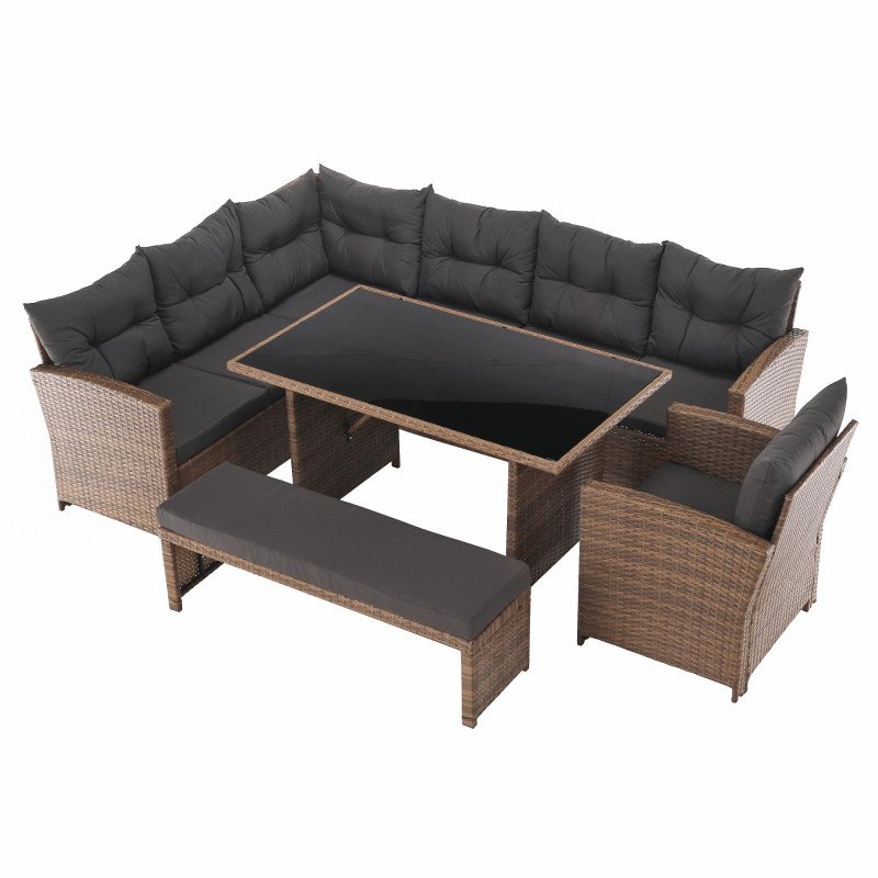 Kondela Záhradný ratanový set, sivohnedá/svetlohnedá, SAGIR