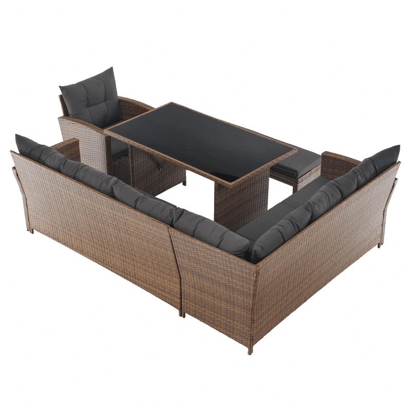 Kondela Záhradný ratanový set, sivohnedá/svetlohnedá, SAGIR