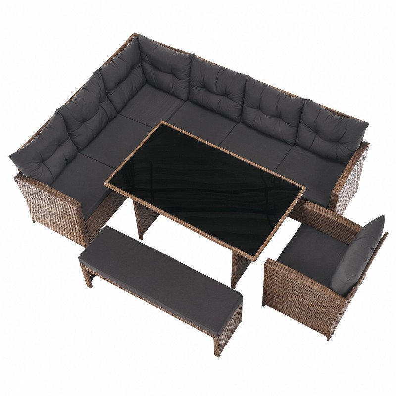 Kondela Záhradný ratanový set, sivohnedá/svetlohnedá, SAGIR