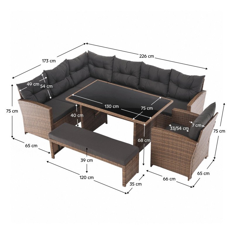 Kondela Záhradný ratanový set, sivohnedá/svetlohnedá, SAGIR