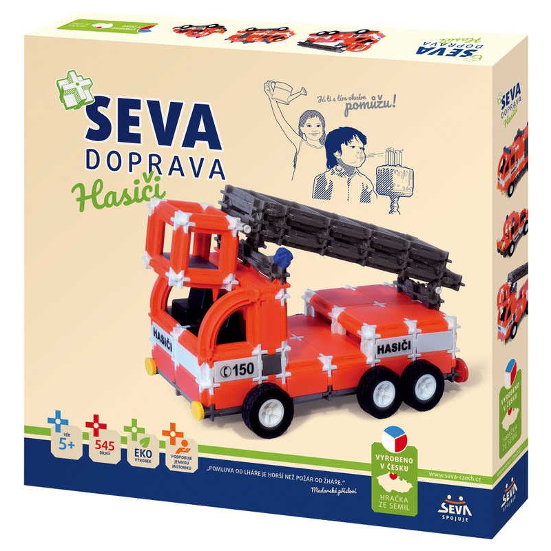 SEVA DOPRAVA Hasiči plastová STAVEBNICE 545 dílků v krabici