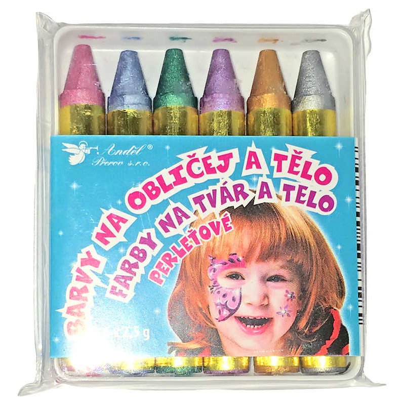 KARNEVAL Barvy na obličej a tělo set 6ks perleťové KARNEVALOVÝ DOPLNĚK