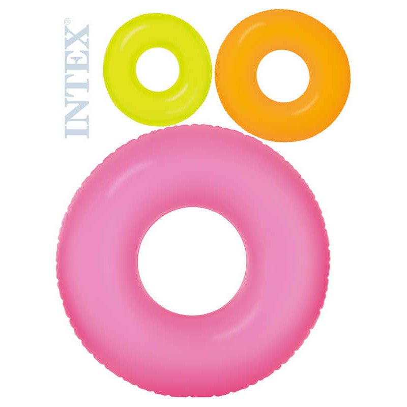 INTEX Kruh neon plavací 91cm nafukovací kolo do vody 3 barvy 59262