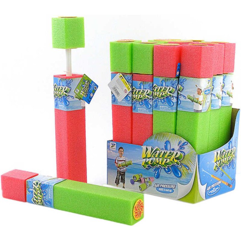 Pistole vodní dělo soft hranol 38cm pěnová trubice lehká dvoubarevná na vodu 2 barvy