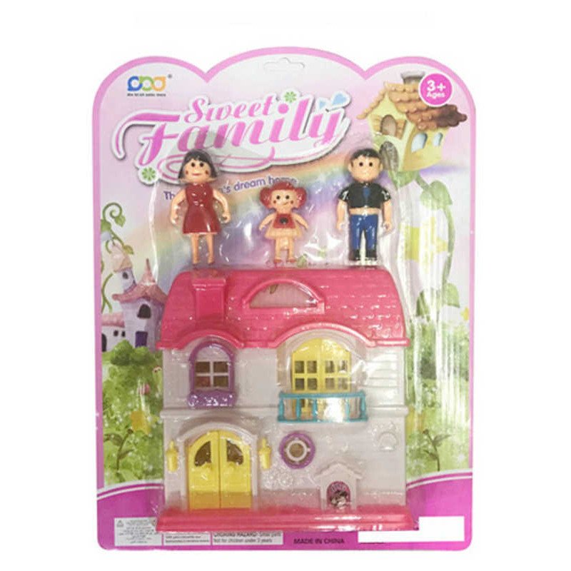 Domek pro panenky herní set se 3 figurkami a príslušenstvím plast