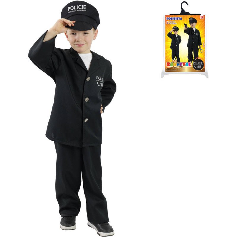 KARNEVAL Šaty policista s čepicí CZ vel.S (110-116cm) 4-6 let KOSTÝM