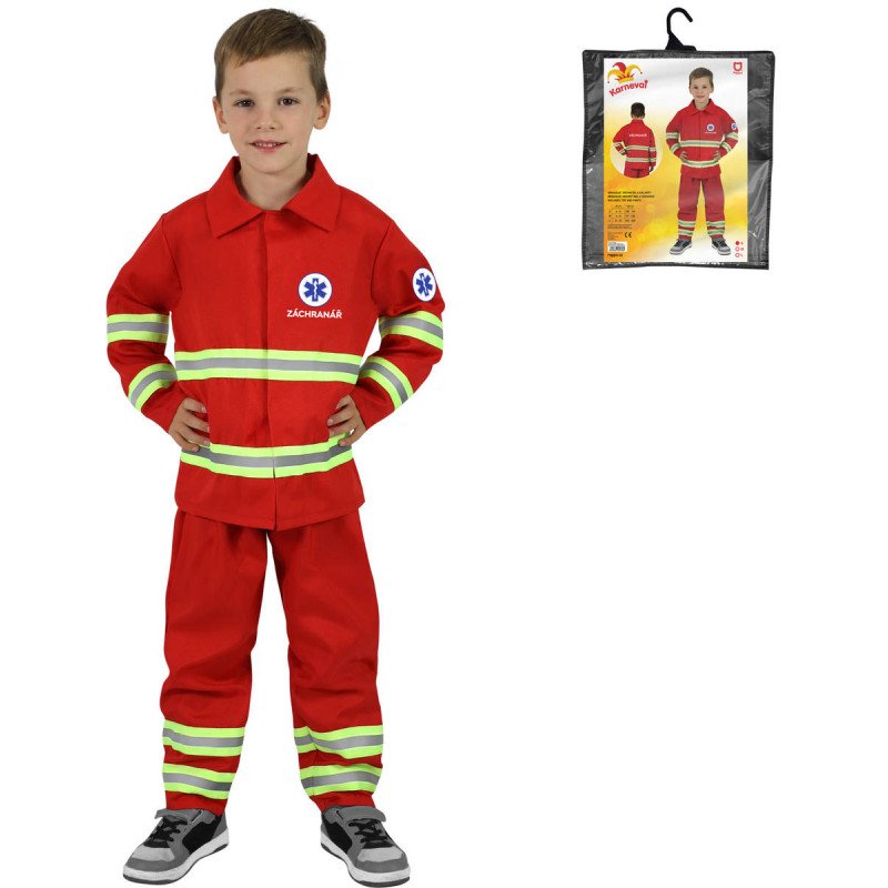 KARNEVAL Šaty záchranár český potisk vel. S (105-116cm) 4-6 let KOSTÝM