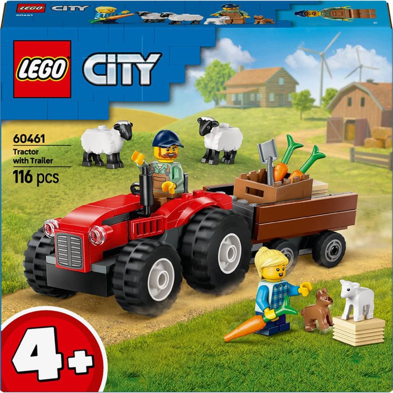 LEGO CITY Červený traktor s prívěsem a ovcemi 60461 STAVEBNICE