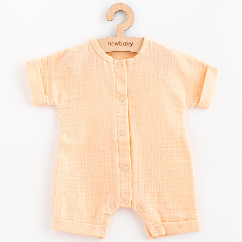 Dojčenský letný mušelínový overal New Baby Leny peach