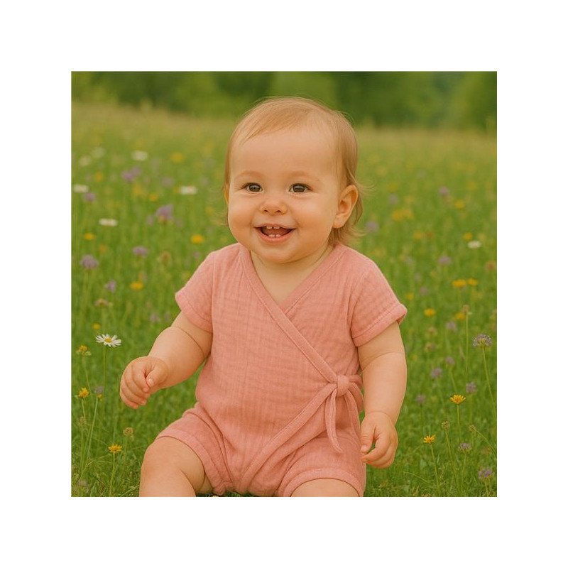 Dojčenský letný mušelínový overal New Baby pink