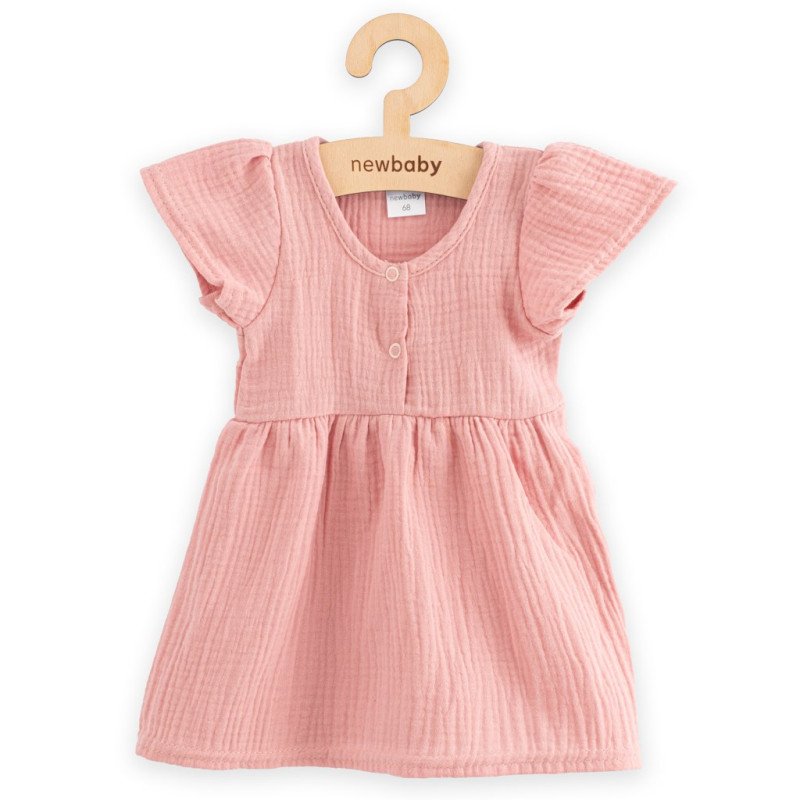 Dojčenské mušelínové šaty New Baby pink