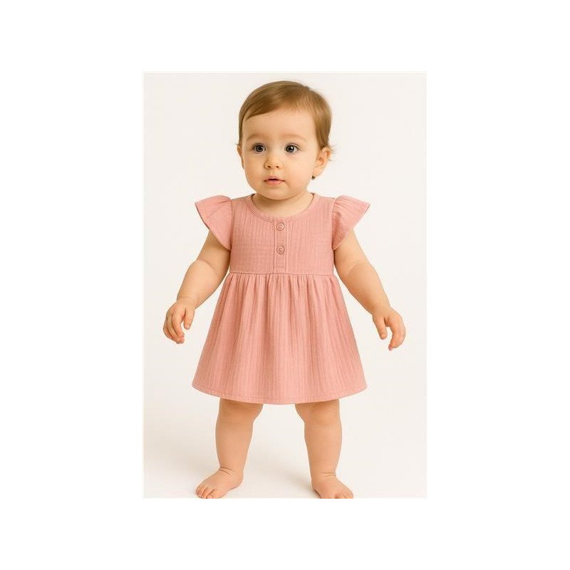 Dojčenské mušelínové šaty New Baby pink
