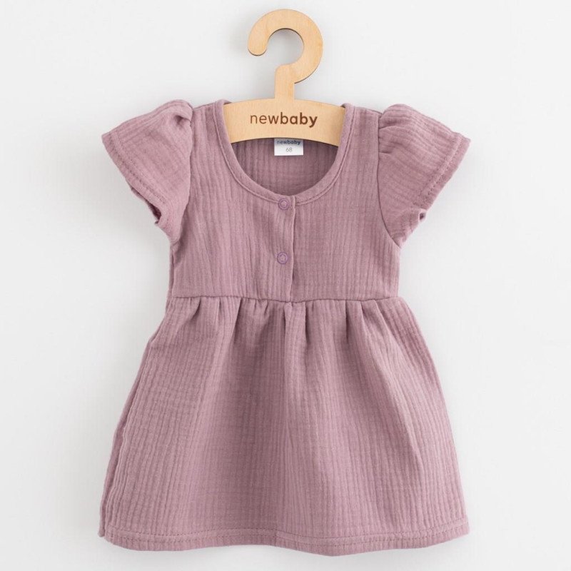 Dojčenské mušelínové šaty New Baby lavender