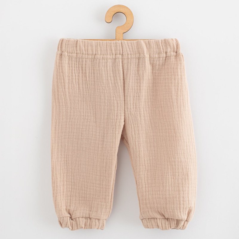 Kojenecká mušelínová súprava tričko a nohavice New Baby beige