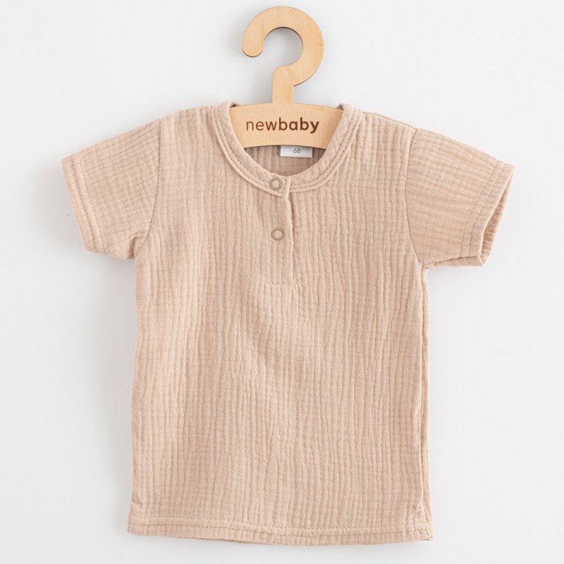 Kojenecká mušelínová súprava tričko a nohavice New Baby beige