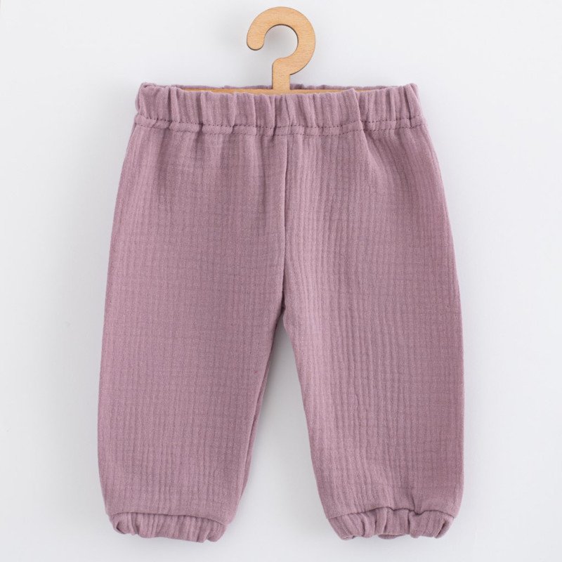 Kojenecká mušelínová súprava tričko a nohavice New Baby lavender