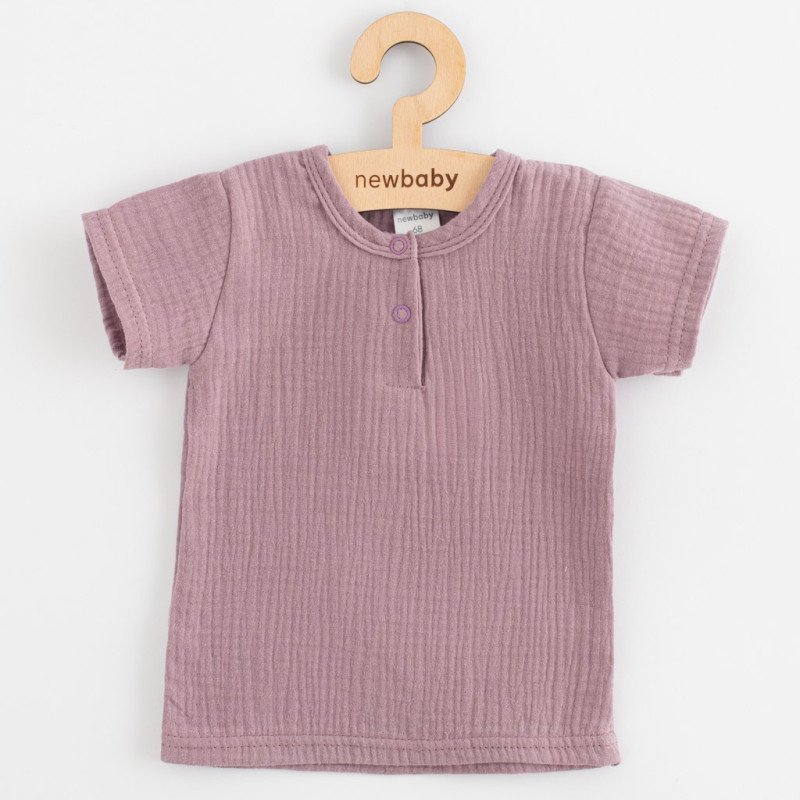 Kojenecká mušelínová súprava tričko a nohavice New Baby lavender