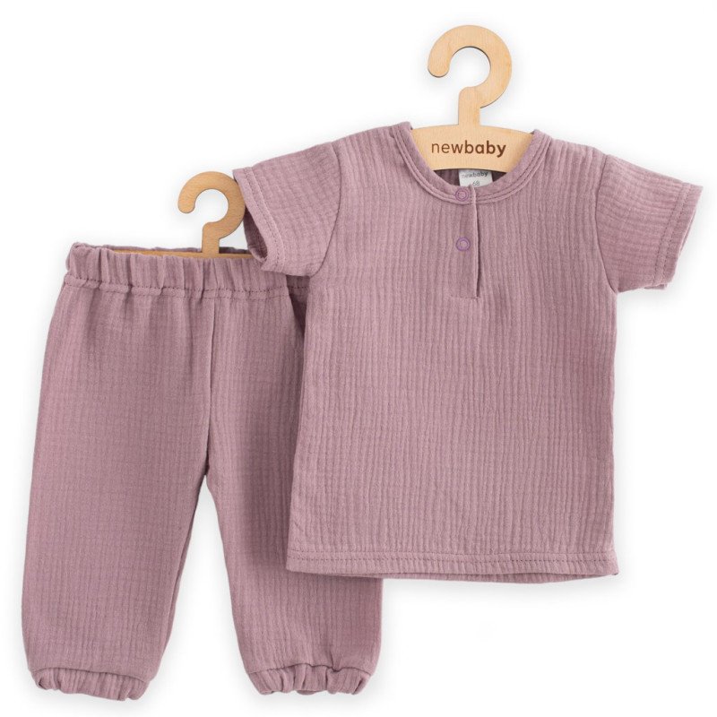Kojenecká mušelínová súprava tričko a nohavice New Baby lavender