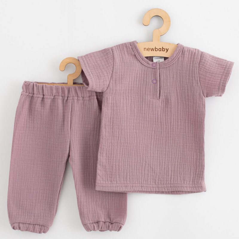 Kojenecká mušelínová súprava tričko a nohavice New Baby lavender
