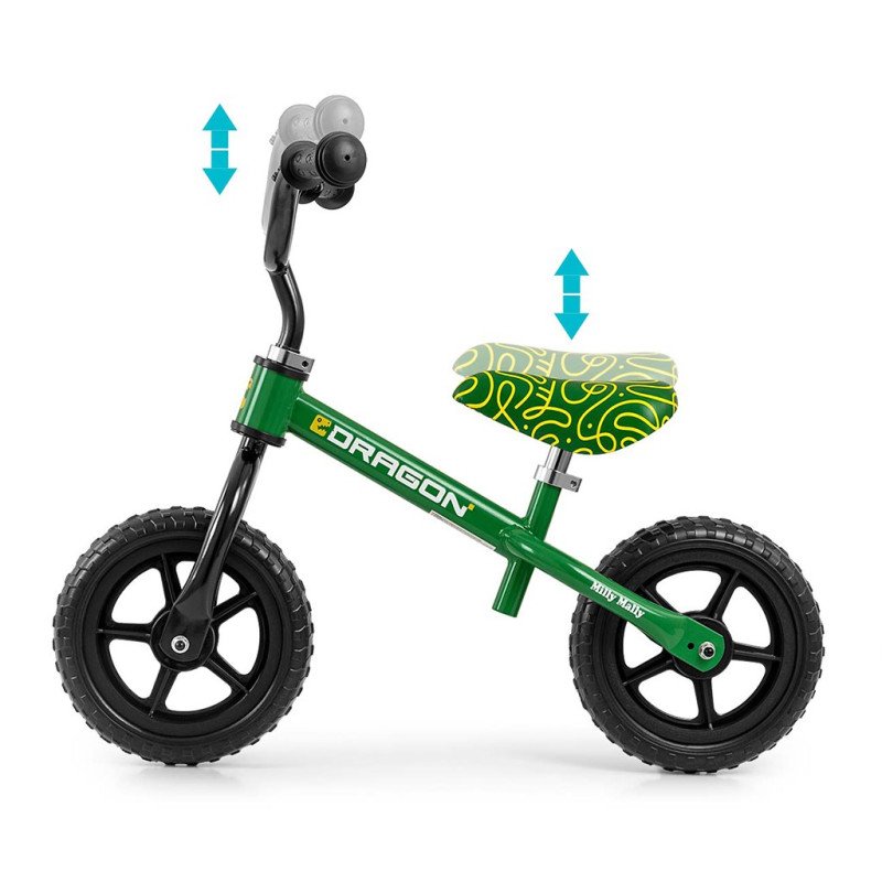 Detský balančný bicykel Milly Mally Dragon green