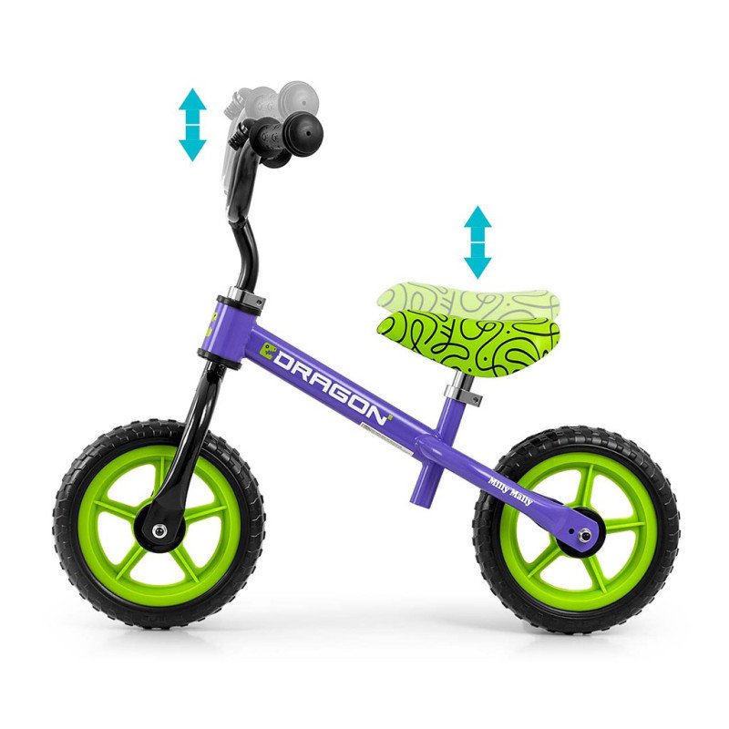 Detský balančný bicykel Milly Mally Dragon violet